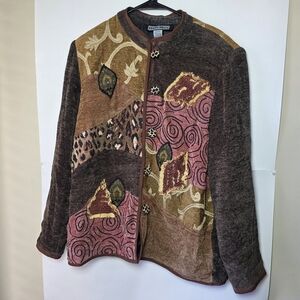 Indigo Moon Colorful Patchwork Boho Jacket Blazer Women M